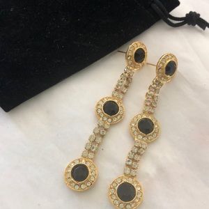 Elegant Gold and Black Drop Earrings